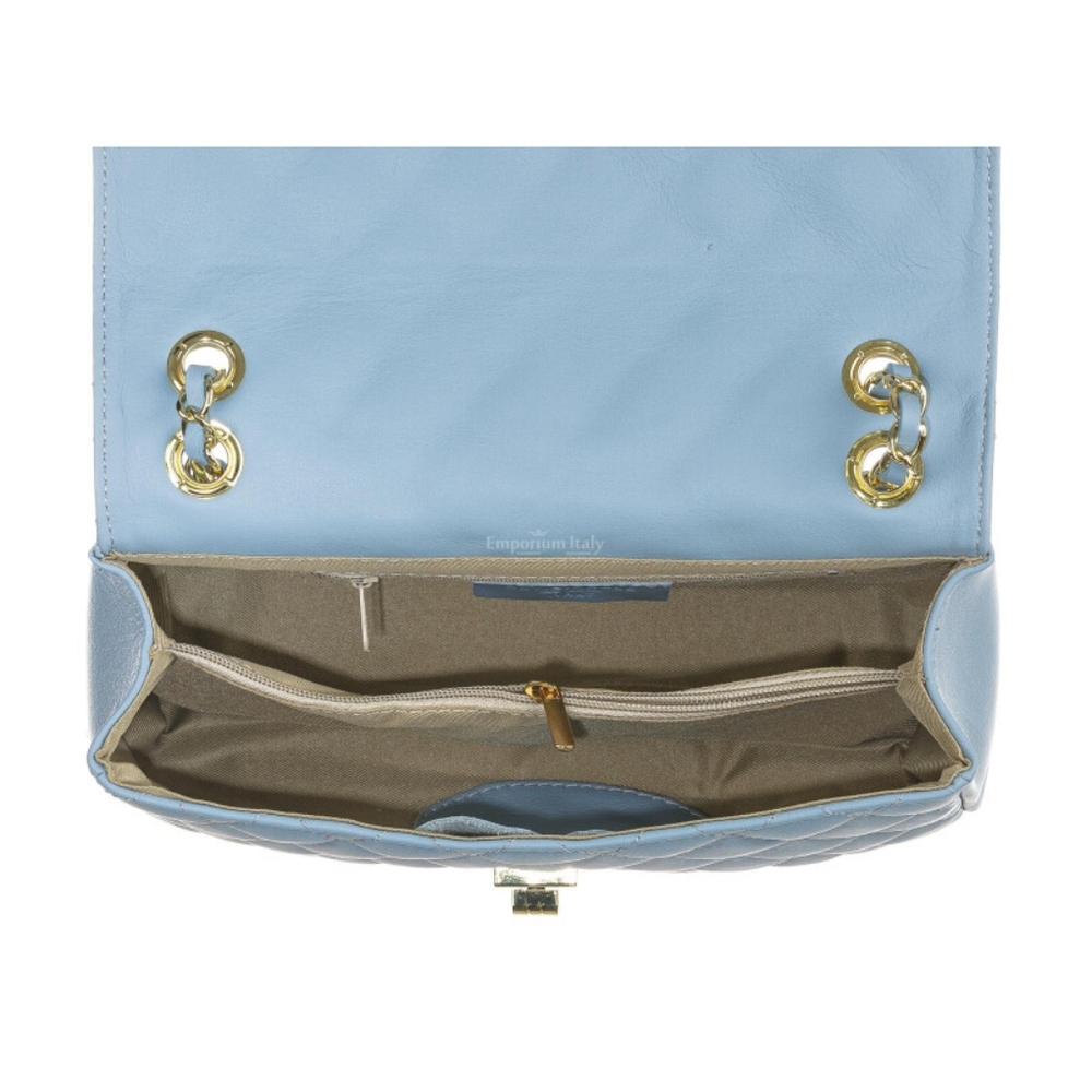 Quilted Light Blue Chain Shoulder Bag - Picture 5 of 16